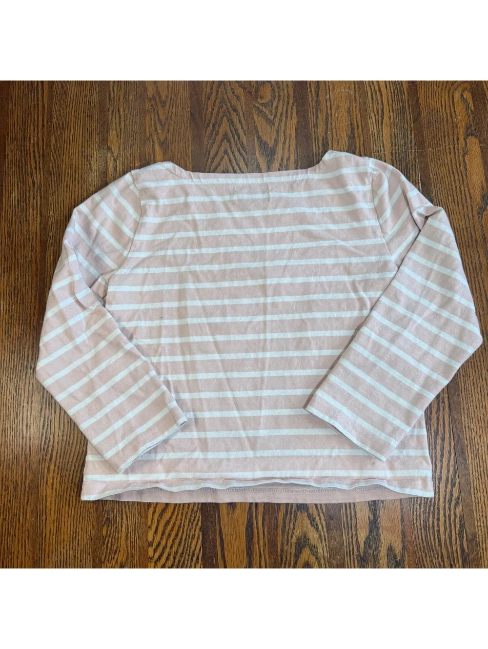J.Crew Women’s Classic Fit Pink White Striped Boatneck Long Sleeve Tee Top XS